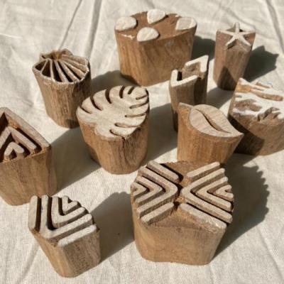 Handcarved Wooden Block Printing Stamps for Fabric, Clay, Pottery & Scrapbooking | Indian Craft Stamp Set