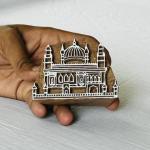 Mosque Landmark Wooden Printing Block | Handcarved Indian Wood Stamp for Textile, Clay, and Paper | Islamic Architecture Stamp