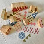 Handcarved Mixed-Shape Stamp Bundle | Artisan Wood Blocks for Modern Textile Printing & Pottery