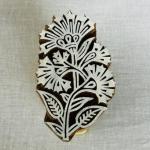 Bold Botanical Wooden Printing Block | Hand-Carved Indian Floral Stamp for Textile & Paper Crafts