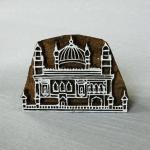 Mosque Landmark Wooden Printing Block | Handcarved Indian Wood Stamp for Textile, Clay, and Paper | Islamic Architecture Stamp