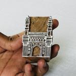Charminar Wooden Printing Block | Hand-Carved Landmark Stamp Textile & Paper Craft