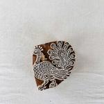 Hand-Carved Wooden Block Stamp – Peacock Design | Indian Printing Block for Fabric, Clay, Paper & DIY Crafts | Ethnic Art Stamp