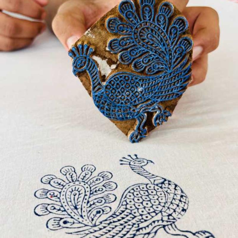 Hand-Carved Wooden Block Stamp – Peacock Design | Indian Printing Block for Fabric, Clay, Paper & DIY Crafts | Ethnic Art Stamp