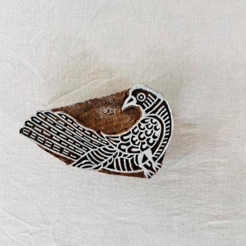 Wooden Block Printing Bird Design Hand carved Stamp for Fabric, Clay & Paper | Indian Hand Block for DIY Crafts Textile