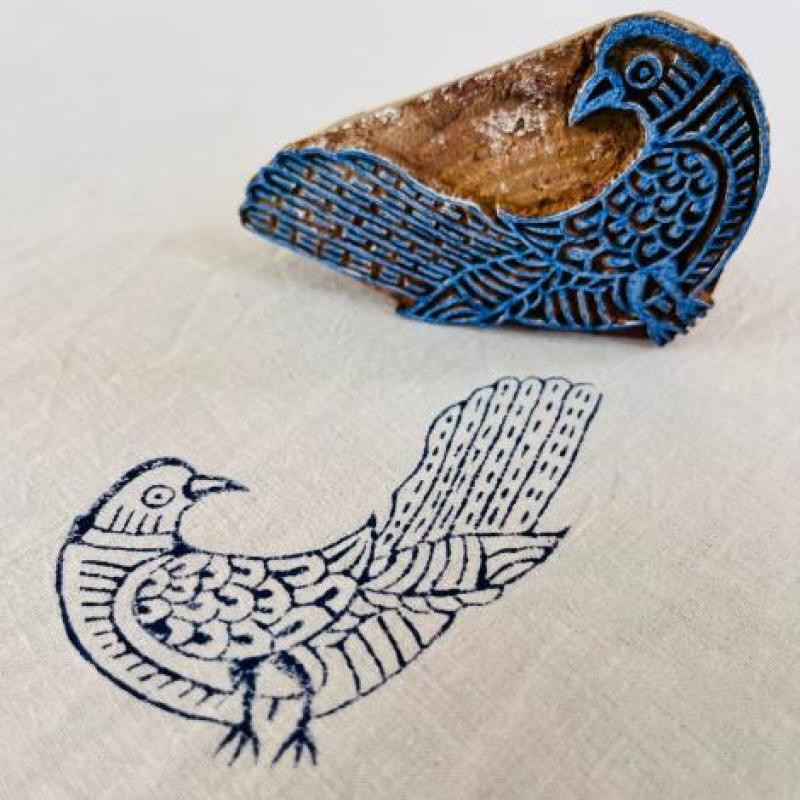 Wooden Block Printing Bird Design Hand carved Stamp for Fabric, Clay & Paper | Indian Hand Block for DIY Crafts Textile