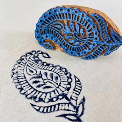 Hand-Carved Paisley Wooden Block Stamp | Indian Wood Stamp for Fabric Printing, Pottery, Journals & DIY Crafts | Traditional Textile Stamp