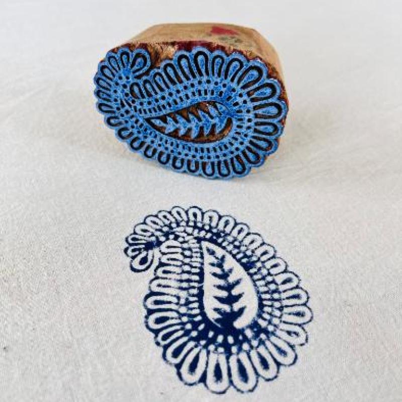 Paisley Mandala Wooden Block Stamp | Indian Hand-Carved Stamp for Fabric Printing, Pottery, Journals & Crafts | Floral Boho Design