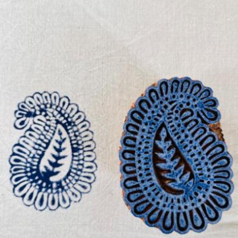 Paisley Mandala Wooden Block Stamp | Indian Hand-Carved Stamp for Fabric Printing, Pottery, Journals & Crafts | Floral Boho Design