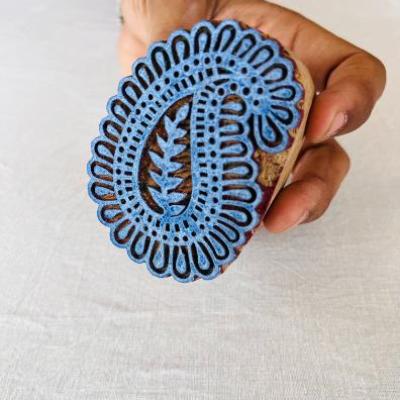 Paisley Mandala Wooden Block Stamp | Indian Hand-Carved Stamp for Fabric Printing, Pottery, Journals & Crafts | Floral Boho Design