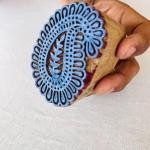 Paisley Mandala Wooden Block Stamp | Indian Hand-Carved Stamp for Fabric Printing, Pottery, Journals & Crafts | Floral Boho Design