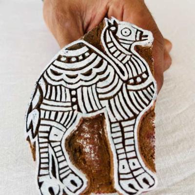Camel Wooden Block Stamp | Hand-Carved Indian Wood Stamp for Fabric, Clay & Crafts | Rajasthani Desert Motif Print Block