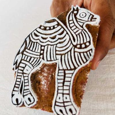 Camel Wooden Block Stamp | Hand-Carved Indian Wood Stamp for Fabric, Clay & Crafts | Rajasthani Desert Motif Print Block