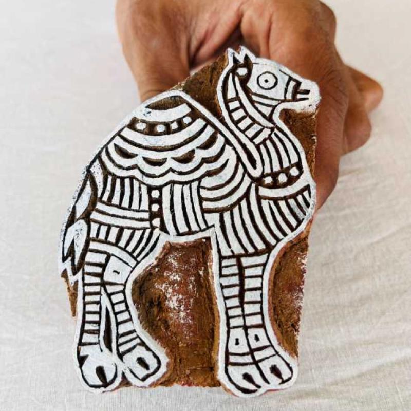Camel Wooden Block Stamp | Hand-Carved Indian Wood Stamp for Fabric, Clay & Crafts | Rajasthani Desert Motif Print Block