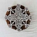 Geometric Mandala Wood Block Stamp | Hand-Carved Sheesham Printing Block for Fabric & Clay | Indian Tribal Design Stamp