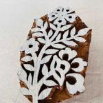 Floral Vine Wooden Block Stamp | Hand-Carved Sheesham Wood Printing Stamp for Fabric, Paper & Clay | Botanical Design