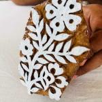 Floral Vine Wooden Block Stamp | Hand-Carved Sheesham Wood Printing Stamp for Fabric, Paper & Clay | Botanical Design