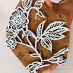 Floral Vine Wooden Block Stamp | Hand-Carved Sheesham Wood Print Block | Indian Wood Stamp for Fabric, Paper & Pottery