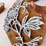 Floral Vine Wooden Block Stamp | Hand-Carved Sheesham Wood Print Block | Indian Wood Stamp for Fabric, Paper & Pottery