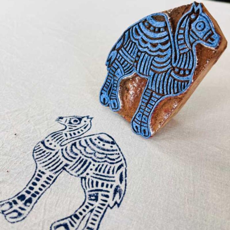 Camel Wooden Block Stamp | Hand-Carved Indian Wood Stamp for Fabric, Clay & Crafts | Rajasthani Desert Motif Print Block