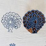 Peacock Feather Burst Wooden Block Stamp for Fabric, Pottery & Crafts | Folk Art Boho Design