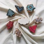 Christmas Wooden Printing Block Set | Handmade Indian Wood Stamps for Fabric, Paper & Clay