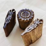 Set of 24 Wooden Block Stamps | Indian Hand-Carved Printing Blocks by | Textile, Pottery, Paper & Fabric | Boho Folk Art DIY Craft Tools