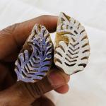 Handcrafted Wood Block Stamp Set Indian Hand-Carved Leaf Pattern Stamps Textile Printing, Clay, Chhaape Block Printing Supplies