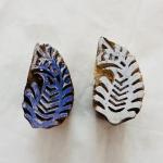 Handcrafted Wood Block Stamp Set Indian Hand-Carved Leaf Pattern Stamps Textile Printing, Clay, Chhaape Block Printing Supplies