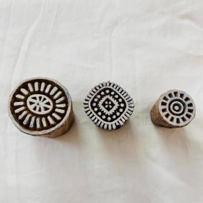 Hand-Carved Wood Block Stamp Set | Round Geometric Indian Printing Blocks | DIY Fabric, Clay, Crafts | Chhaape Handmade Textile Tools