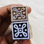 Set of 2 Square Wood Block Stamps | Mini Geometric Pattern Printing Blocks | Hand-Carved Indian Wooden Stamps by Chhaape for Fabric, Crafts