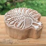 Handmade Wooden Printing Block – Peacock Design Stamp for Fabric, Clay, Paper & Textile Printing