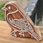 Bird Design Wooden Block Stamp – Hand Carved Printing Stamp for Fabric, Clay & Paper Crafts