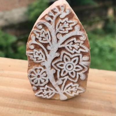 Floral Vine Wooden Block Stamp – Hand Carved Indian Printing Stamp for Fabric, Pottery, Clay & Paper Crafts