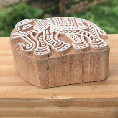 Elephant Wooden Block Stamp – Hand Carved Indian Printing Stamp for Fabric, Clay, Pottery & Paper Crafts