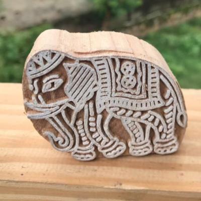 Elephant Wooden Block Stamp – Hand Carved Indian Printing Stamp for Fabric, Clay, Pottery & Paper Crafts