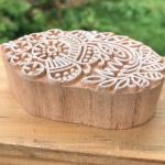 Paisley Flower Wooden Block Stamp – Hand Carved Indian Printing Stamp for Fabric, Clay, Pottery & Paper Crafts"