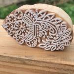 Paisley Flower Wooden Block Stamp – Hand Carved Indian Printing Stamp for Fabric, Clay, Pottery & Paper Crafts"
