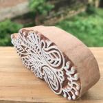 Handmade Wooden Printing Block – Floral Leaf Design Stamp for Fabric, Clay, Paper & Textile Printing