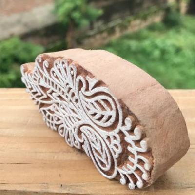Handmade Wooden Printing Block – Floral Leaf Design Stamp for Fabric, Clay, Paper & Textile Printing
