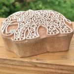 Hand Carved Elephant Wooden Printing Block – Indian Fabric Stamp for Textile, Pottery & Craft – 3x2 Inch