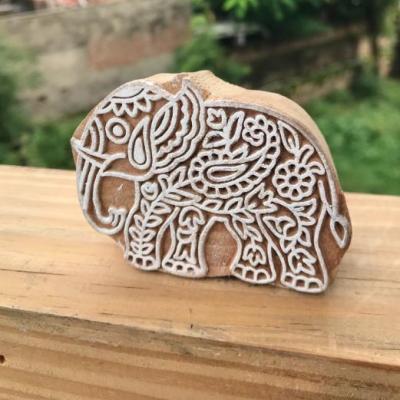 Hand Carved Elephant Wooden Printing Block – Indian Fabric Stamp for Textile, Pottery & Craft – 3x2 Inch