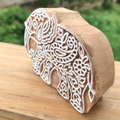 Hand Carved Elephant Wooden Printing Block – Indian Fabric Stamp for Textile, Pottery & Craft – 3x2 Inch