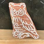 Owl Wooden Animal Block Stamp – Hand Carved Bird Printing Stamp for Fabric, Clay, Pottery & Paper Crafts