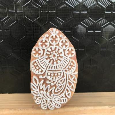 Handmade Wooden Printing Block – Floral Leaf Design Stamp for Fabric, Clay, Paper & Textile Printing