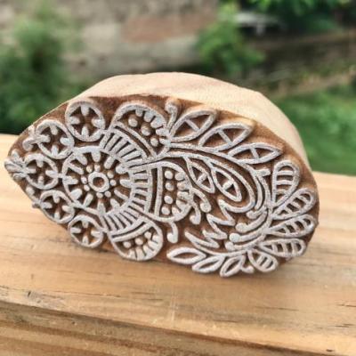 Handmade Wooden Printing Block – Floral Leaf Design Stamp for Fabric, Clay, Paper & Textile Printing