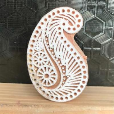 Hand Carved Paisley Wooden Printing Block – Indian Fabric Stamp for Textile, Pottery & Crafts