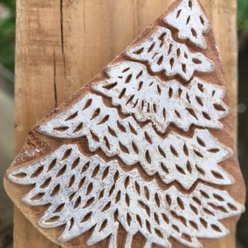 Handmade Wooden Printing Block – Leaf Foliage Design Stamp for Fabric, Clay, Paper & Textile Printing