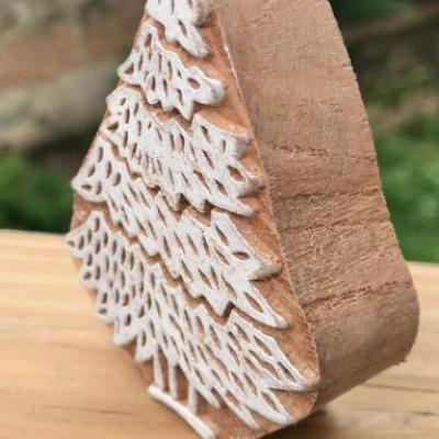 Handmade Wooden Printing Block – Leaf Foliage Design Stamp for Fabric, Clay, Paper & Textile Printing