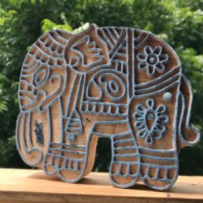 Hand-Carved Wooden Elephant Stamp | Indian Folk Art Block Print for Fabric & Crafts Handmade Block Sheesham Wooden Block Print Stamp